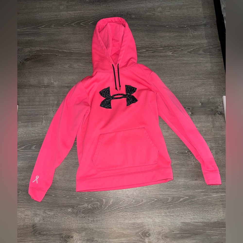 Under Armour Neon Pink Hoodie with Black Logo